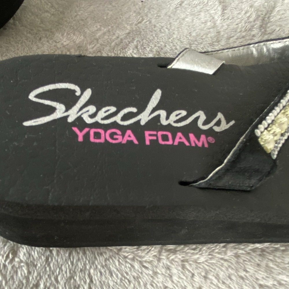 Skechers Cali Vinyasa Platform Sandals Womens Size 8 Black Rhinestone Foam - Picture 9 of 10